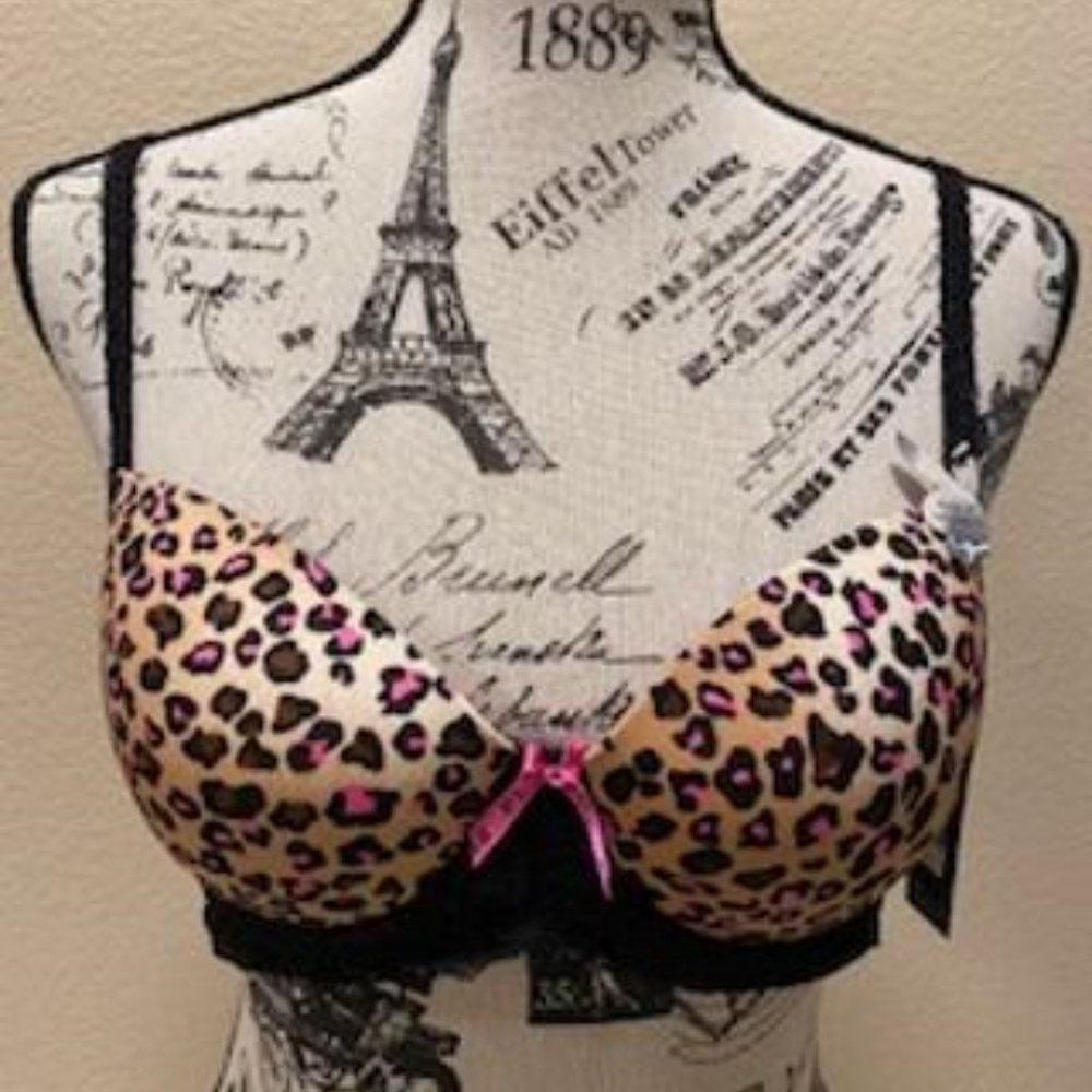 PLAYBOY ANIMAL PRINT PADDED UNDERWIRE BRA - Picture 2 of 4